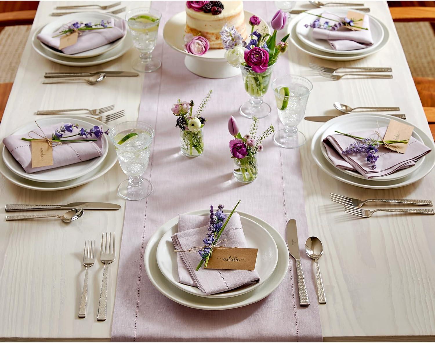 Lilac Linen Hemstitch Dinner Napkins Set of 6