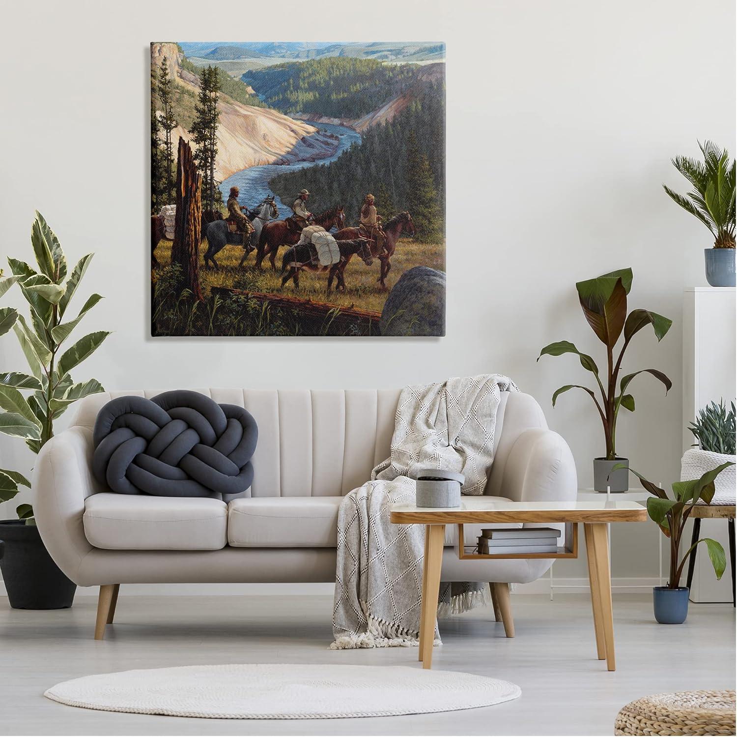 Stupell Industries Yellowstone Equestrian Landscape Animals & Insects Painting Gallery Wrapped Canvas Print Wall Art