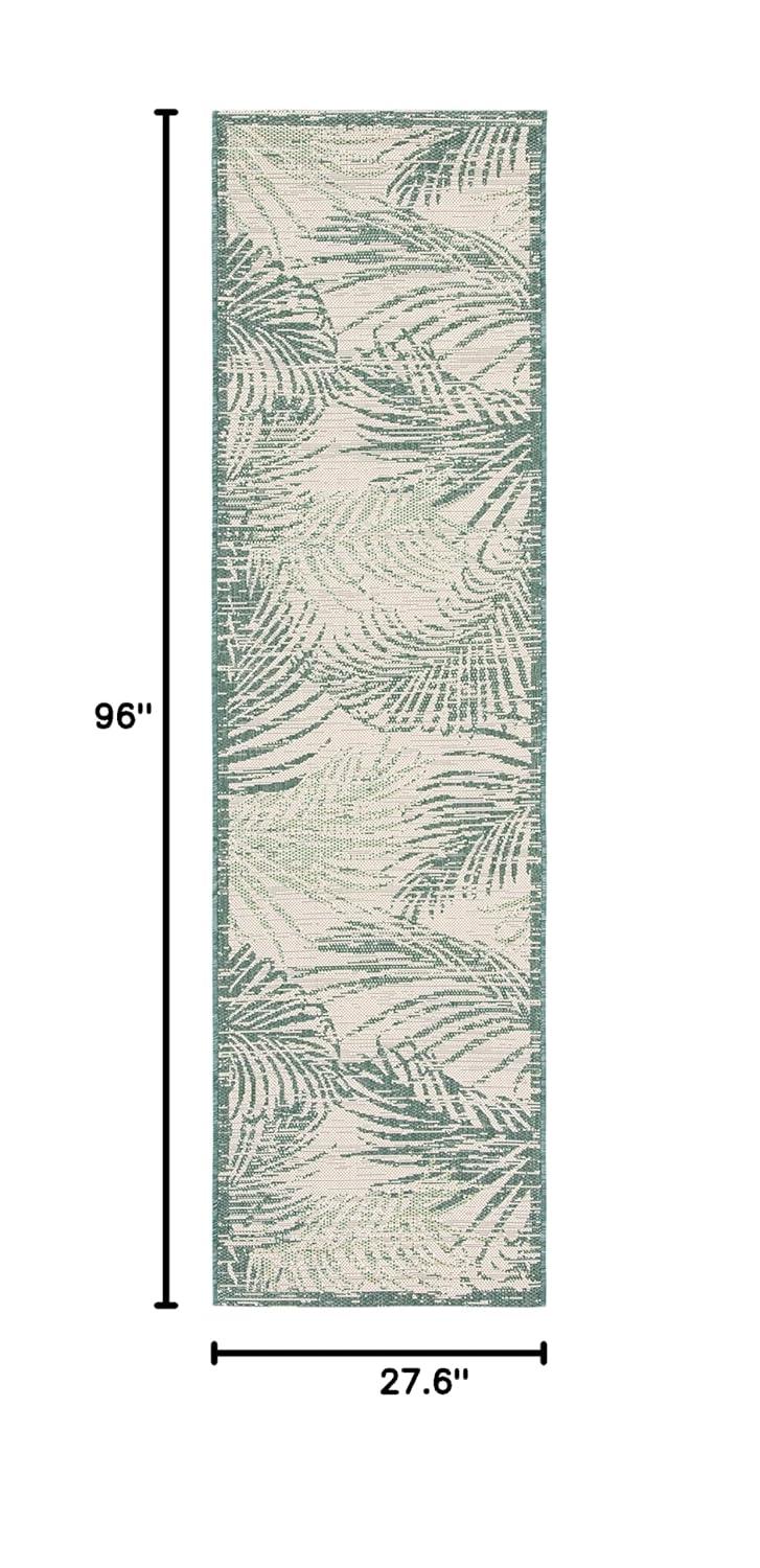 Courtyard CY7557 Power Loomed Indoor/Outdoor Runner Rug - Beige/Green - 2'3"x8' - Safavieh.