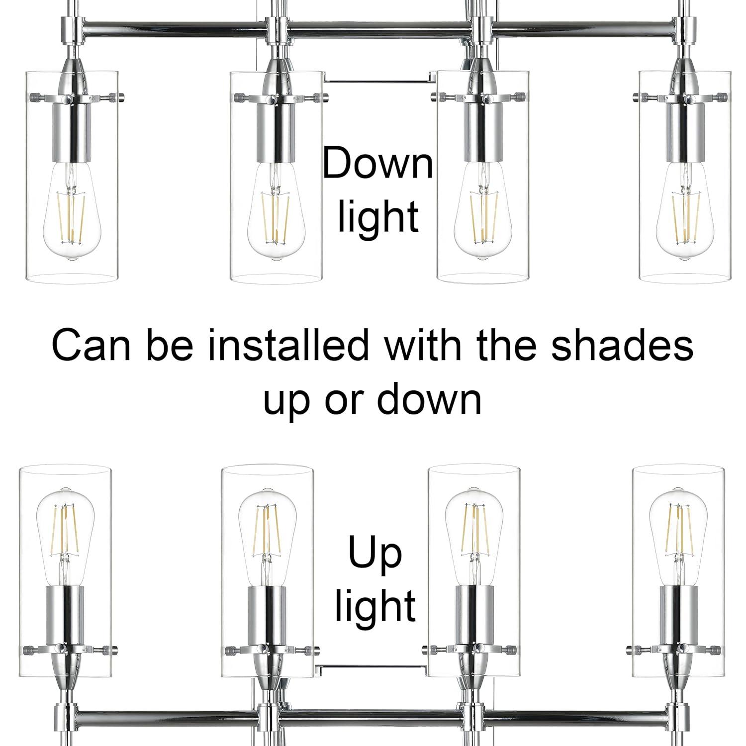 Linea di Liara Effimero Modern Farmhouse Bathroom Vanity Lights Fixtures 4 Lights Over Mirror Chrome Vanity Lights for Bathroom Light Fixtures Industrial Lighting Clear Glass Covers, UL Listed