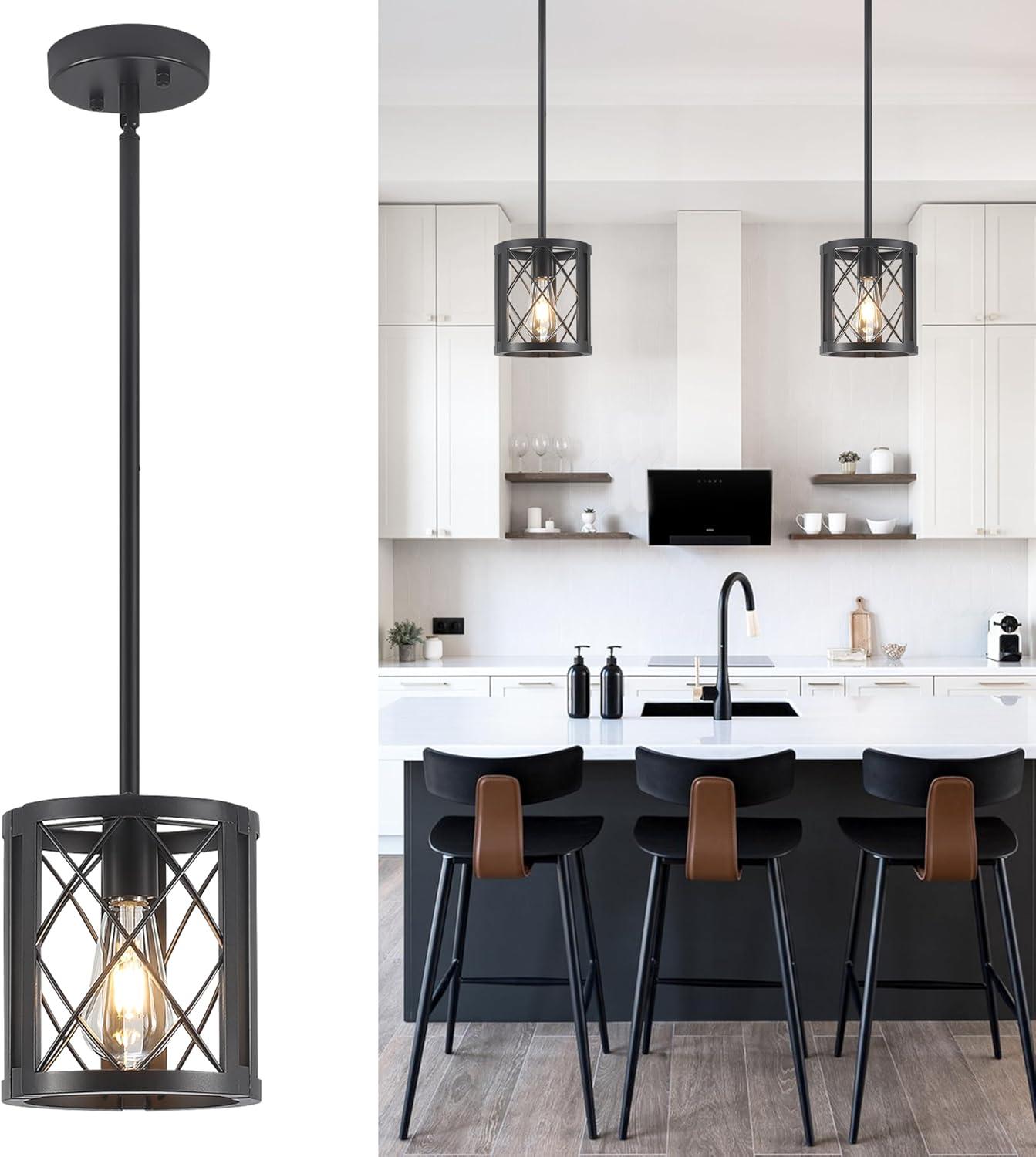 Everly Quinn 17.7" Farmhouse Vintage Black And Gold Pendant Light - Dome Chandelier For Kitchen Island, Dining Room, Hallway