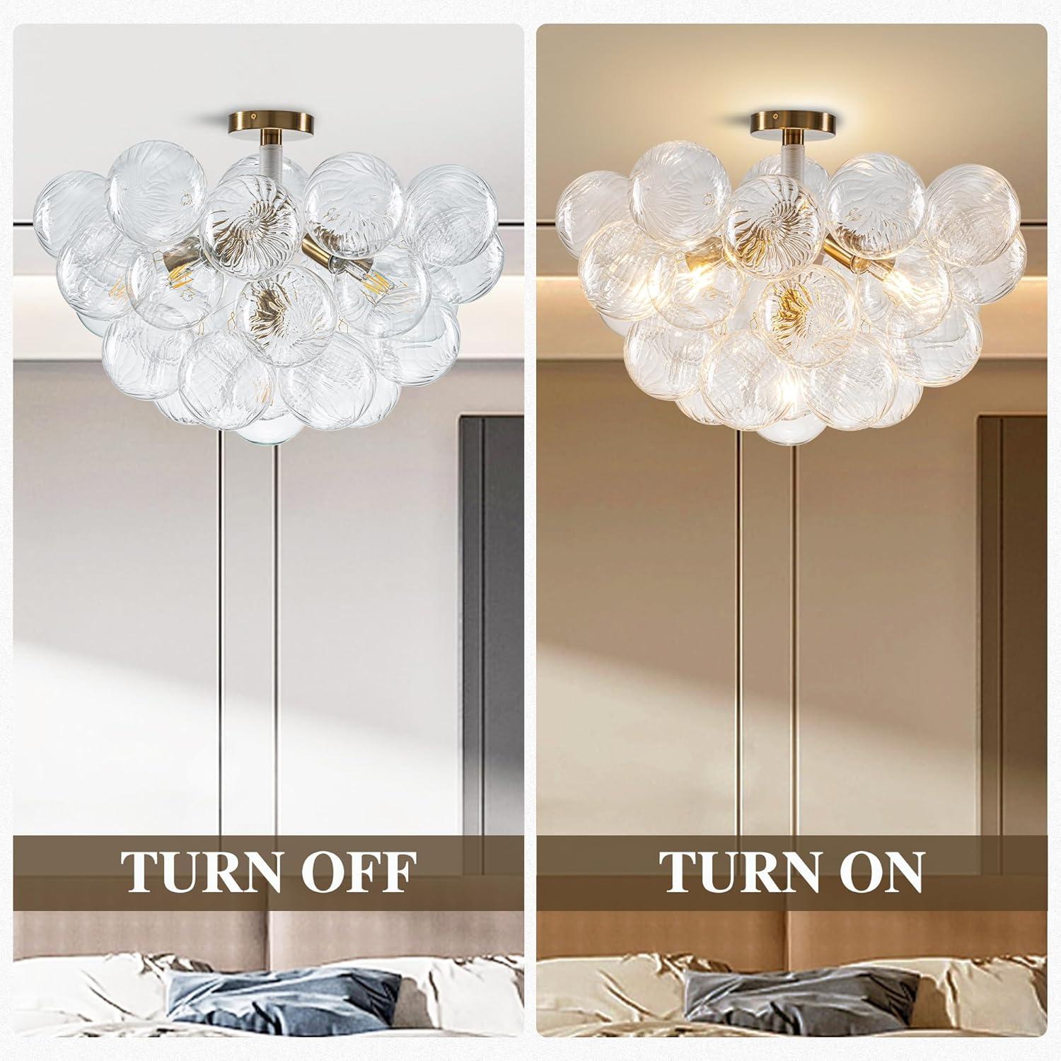 Contemporary 6 - Light Glass Bubble Semi Flush Mount