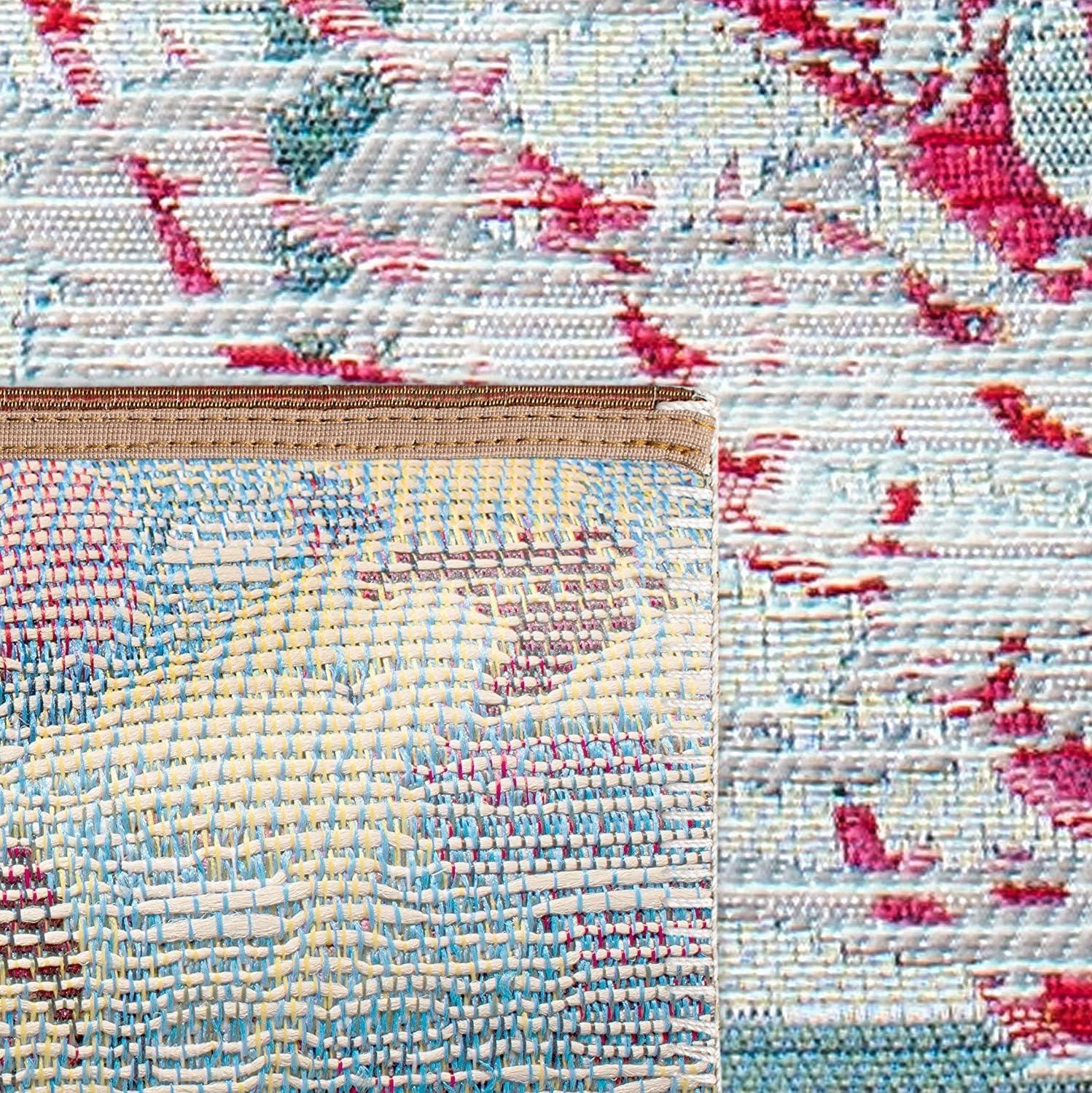 Barbados BAR535 Power Loomed Indoor/Outdoor Area Rug - Teal/White - 6'6"x9'4" - Safavieh.