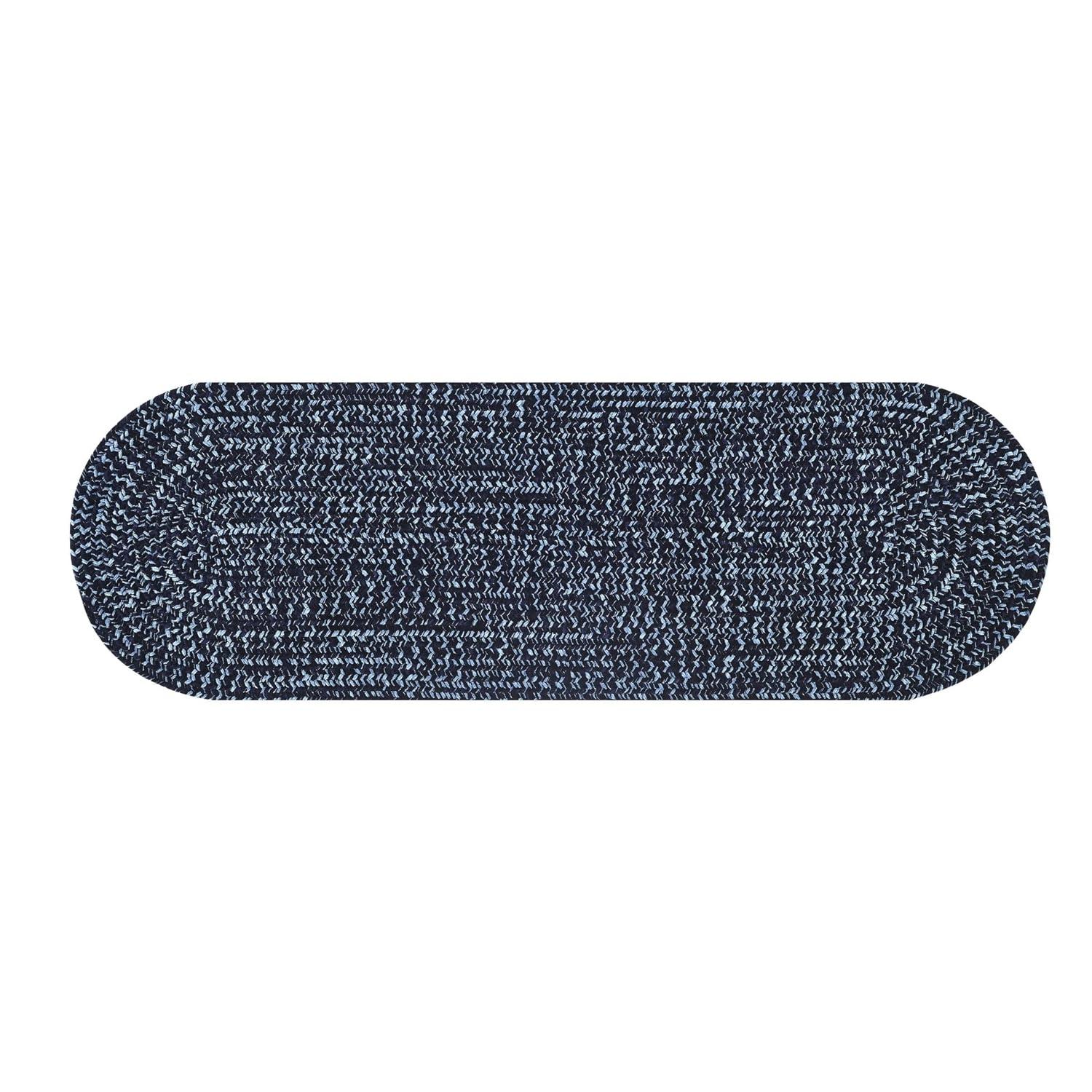 30" x 50" Chenille Tweed Collection Navy & Smoke Blue Reversible Indoor Area Utility Oval Rug - Better Trends