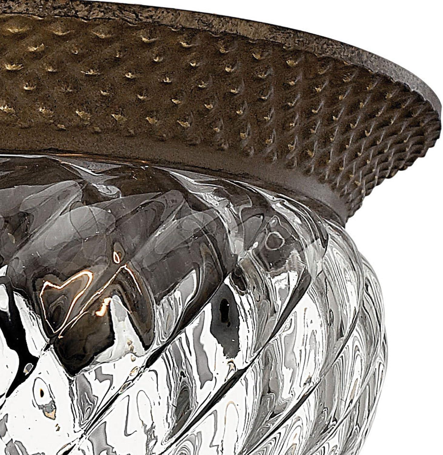 Pearl Bronze Dual-Light Flush Mount with Clear Optic Glass