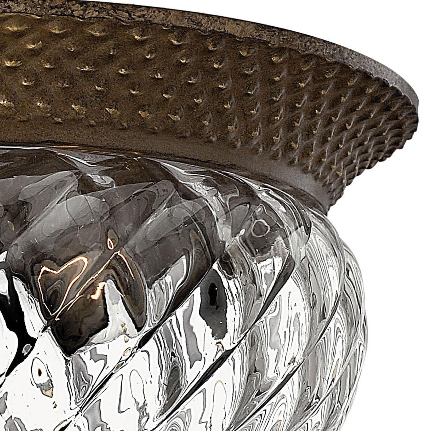 Pearl Bronze Dual-Light Flush Mount with Clear Optic Glass