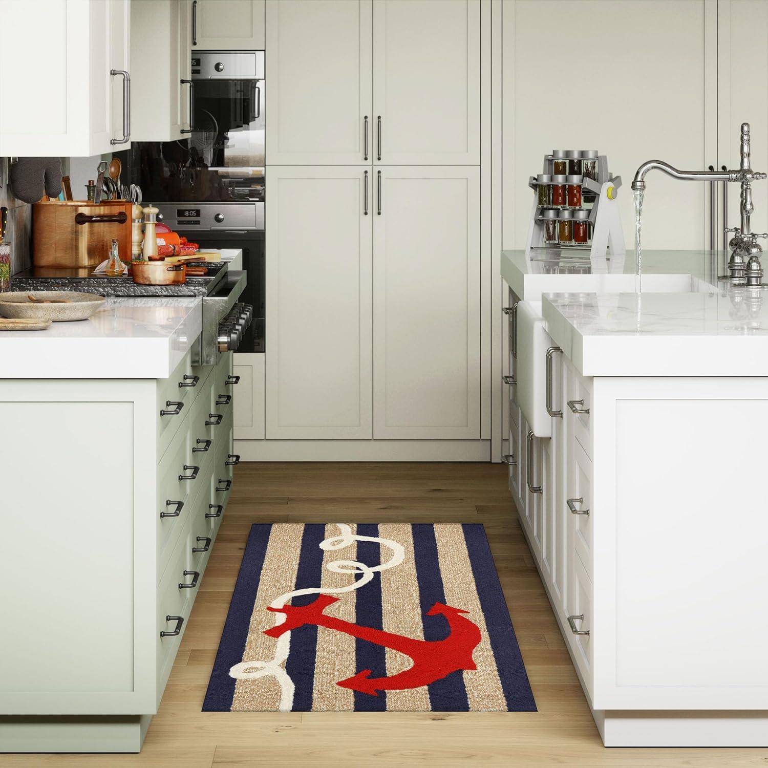 Liora Manne Frontporch Anchor Indoor/Outdoor Rug Navy 2' x 3'