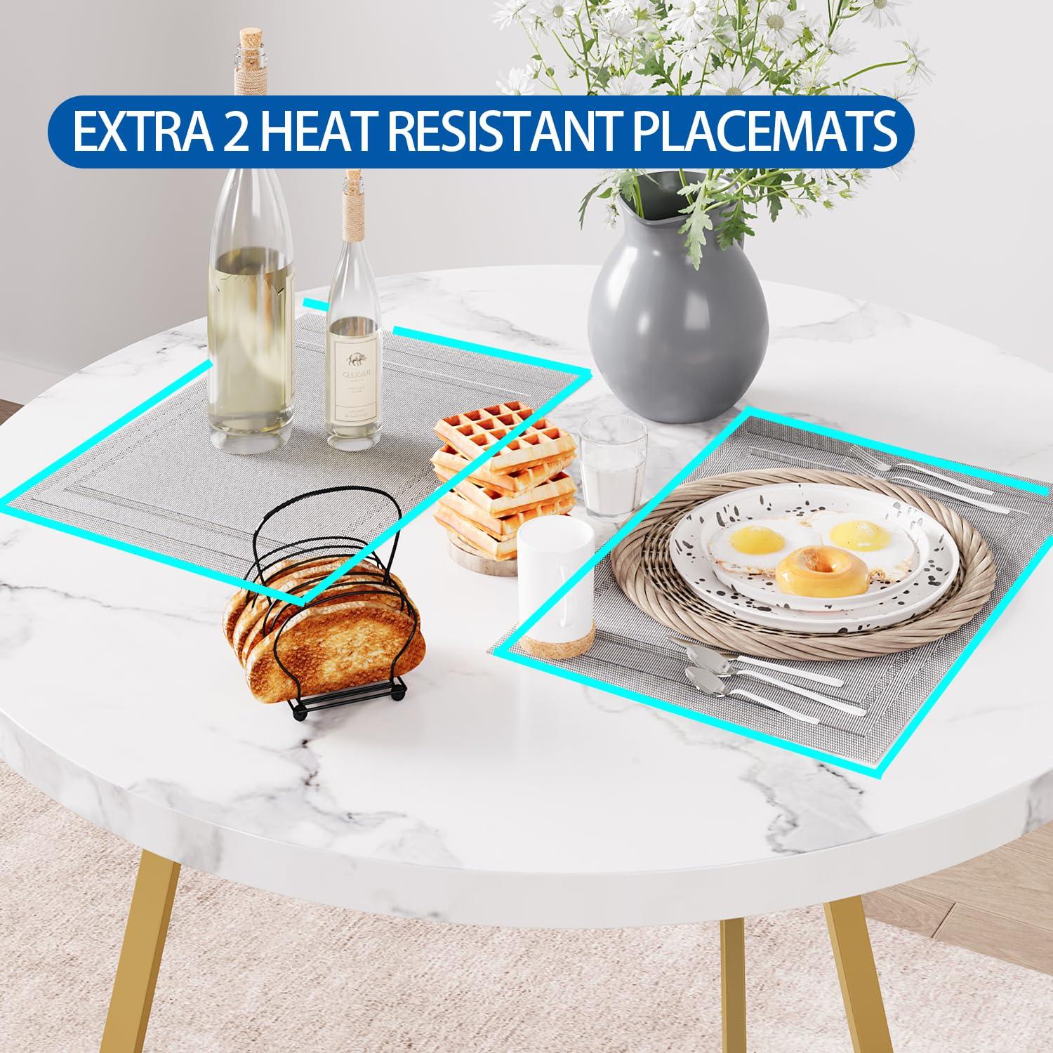 Dining Table Set for 2, Kitchen Table & Chair Sets for 2, Round Kitchen Table for Small Space, Apartment, Breakfast Nook