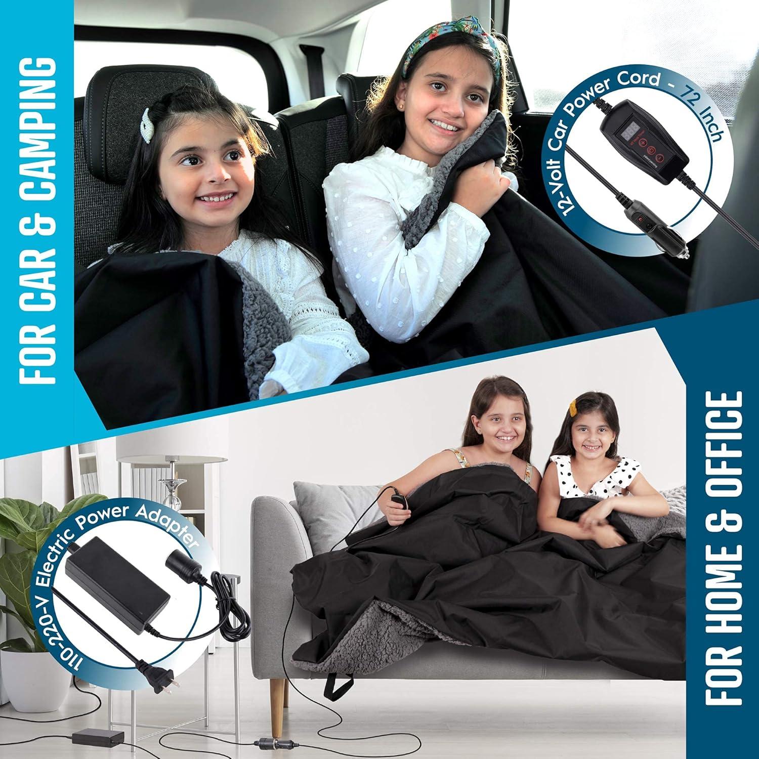 Zone Tech Faux Shearling Fleece Travel Blanket ,Grey Soft Plush Warm Comfortable Car Seat 59"x43” Blanket, Great for Winter, Home, Office and Camping