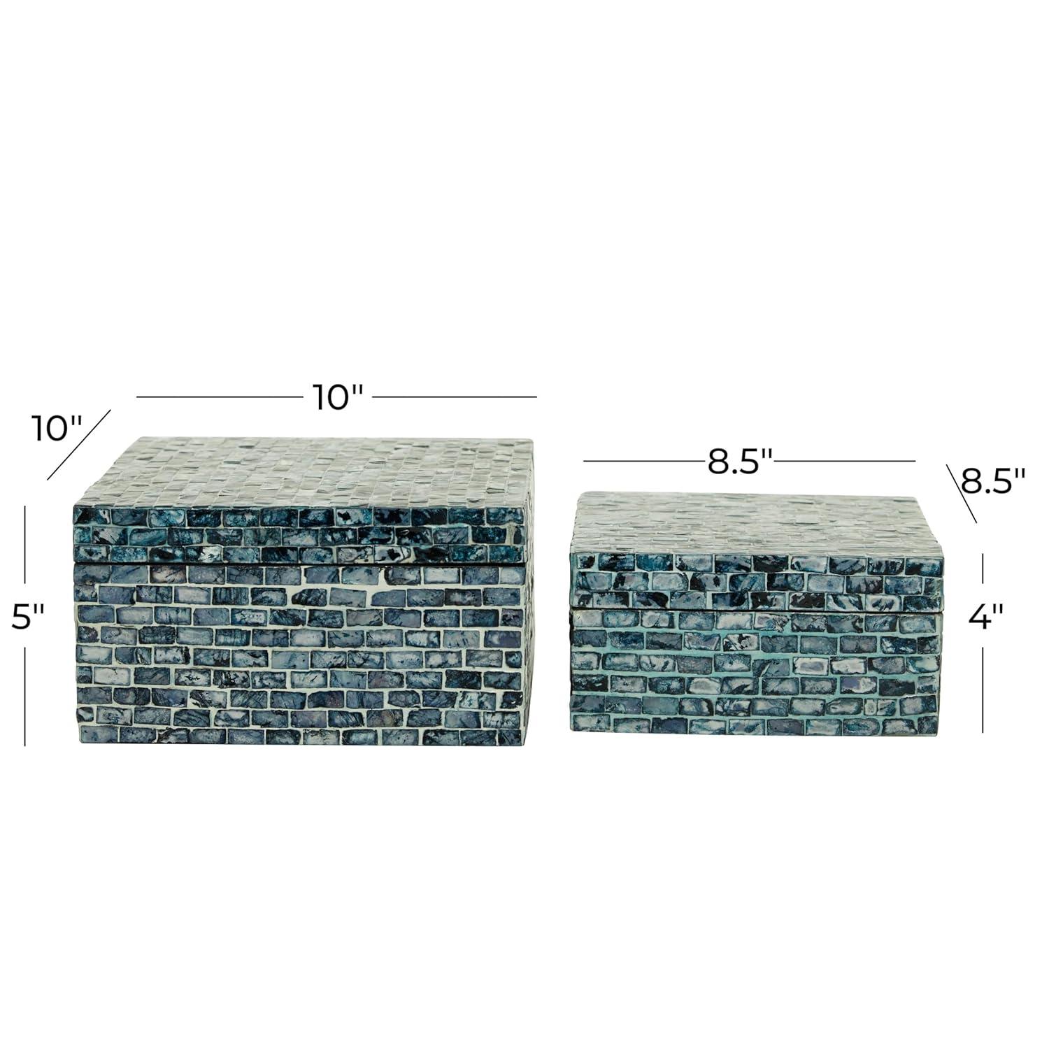 Set of 2 Shell Mosaic Patterned Wood Box White - Olivia & May