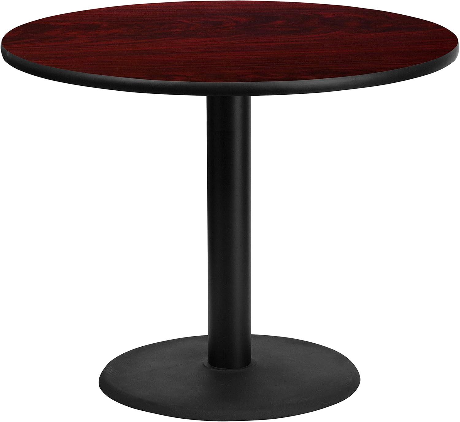 Flash Furniture 36'' Round Mahogany Laminate Table Top with 24'' Round Table Height Base