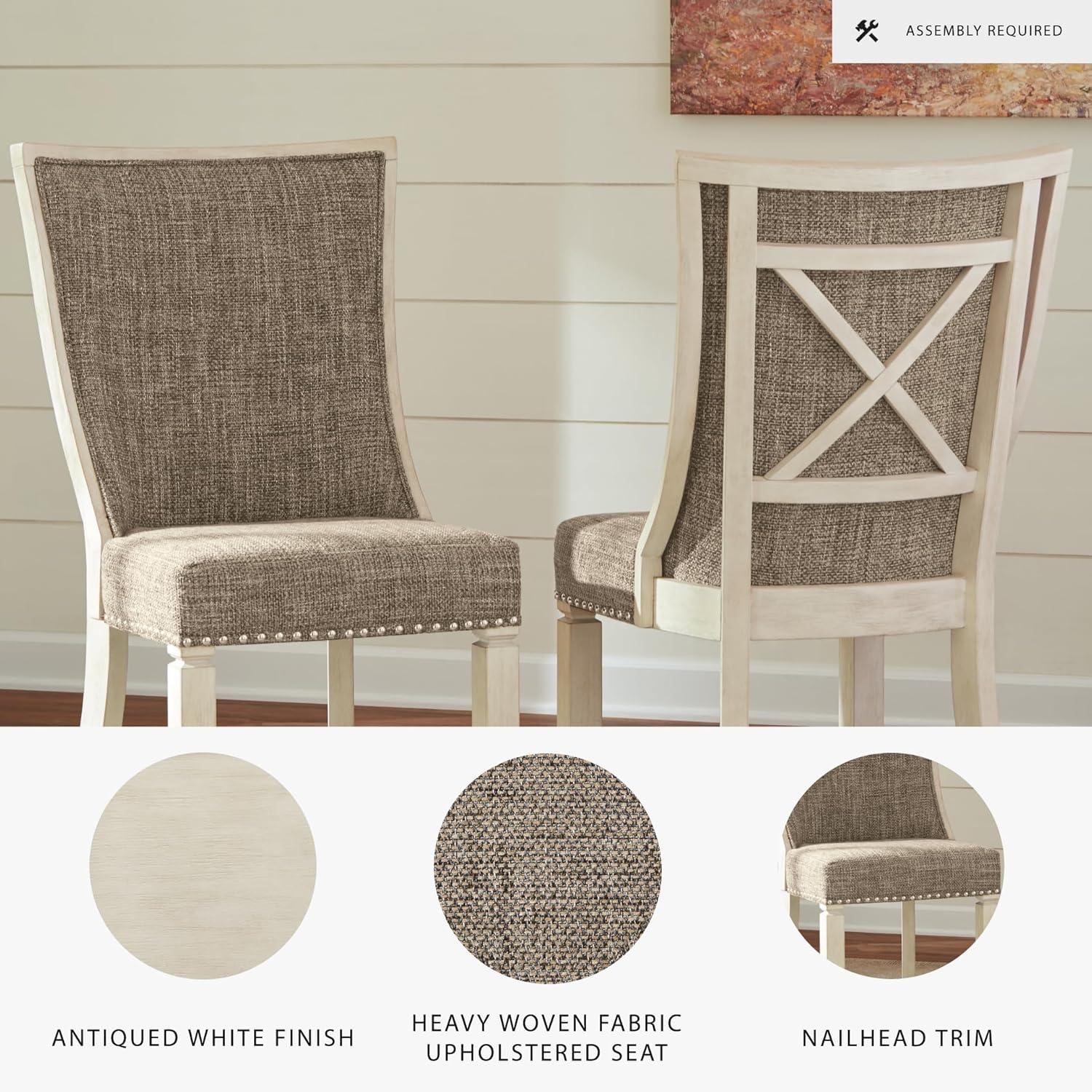Signature Design by Ashley Bolanburg Modern Farmhouse Upholstered Dining Chair, Set of 2, Brown