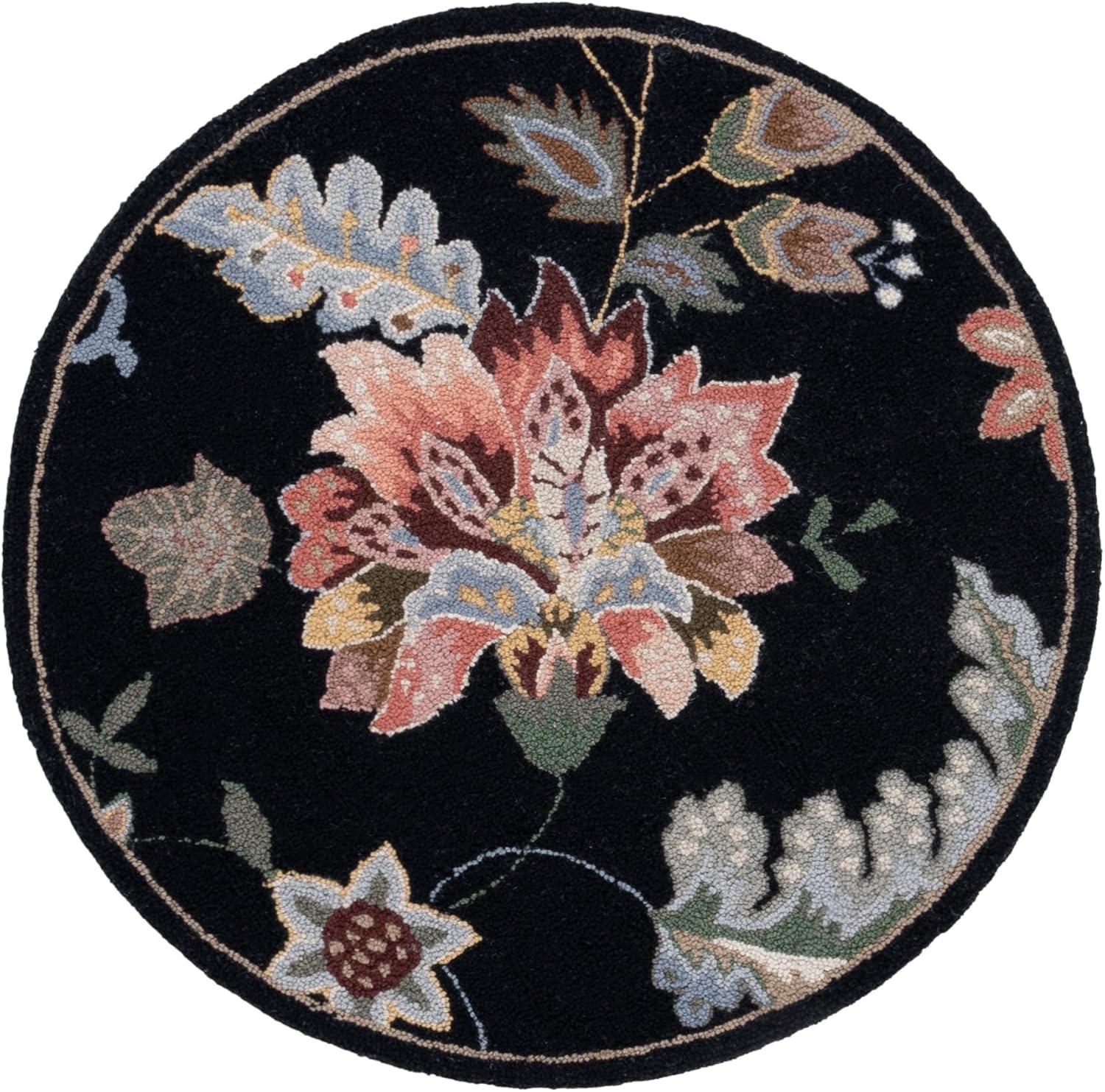 Chelsea HK306 Handmade Area Rug - 8' Round - Black - Safavieh
