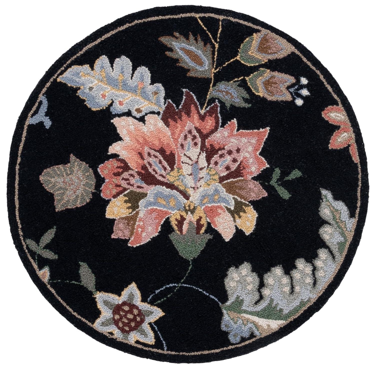 Chelsea HK306 Handmade Area Rug - 8' Round - Black - Safavieh