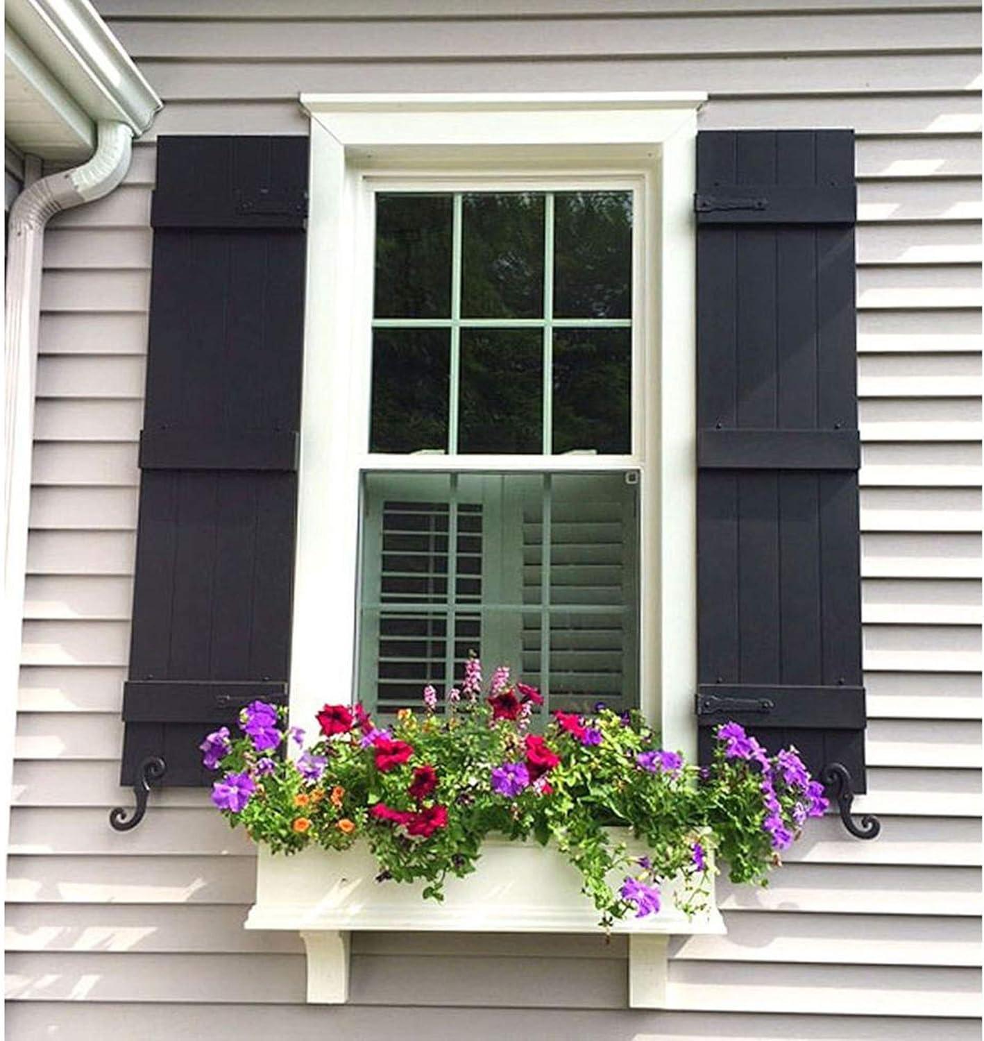 Black Vinyl Board-n-Batten Shutters with Installation Screws, 12"W x 35"H