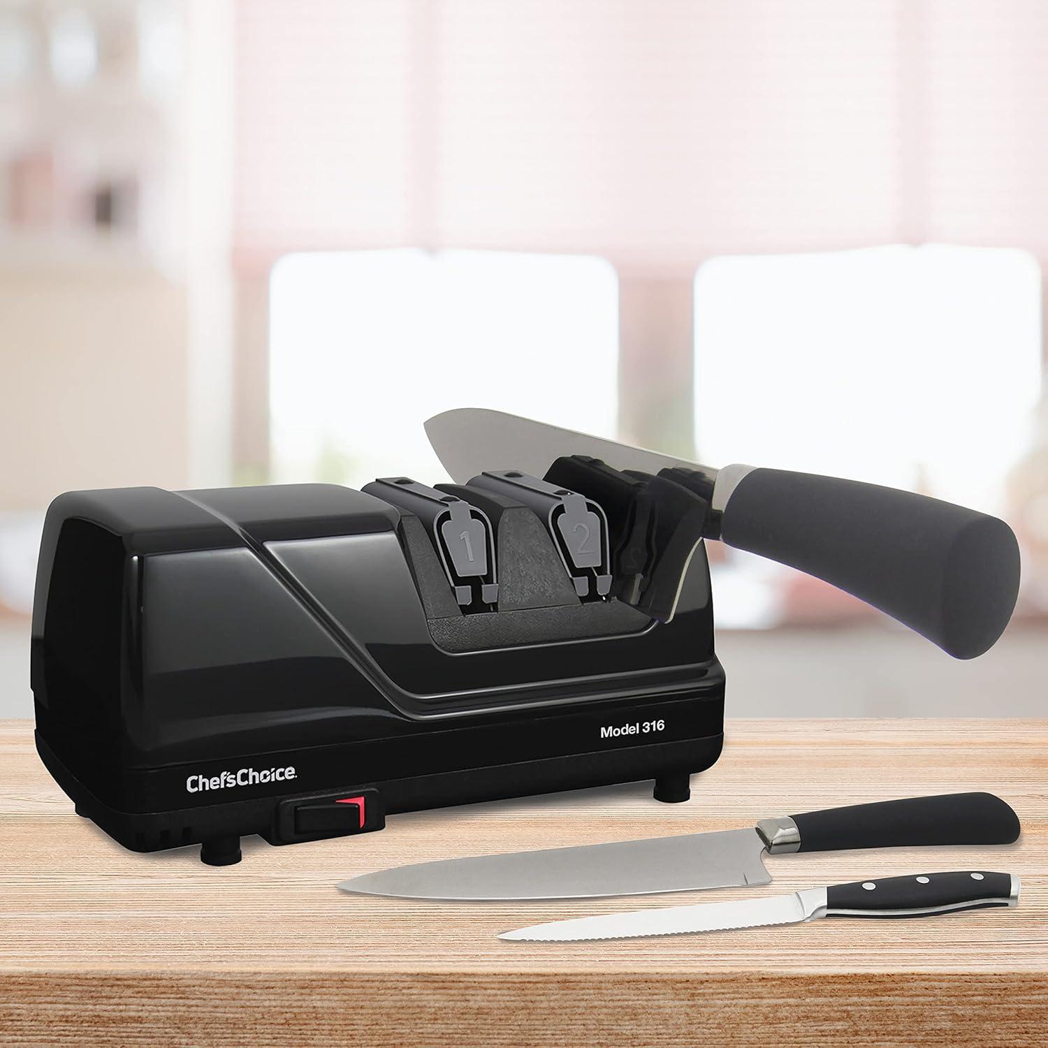 Black Electric Knife Sharpener with Diamond Abrasives