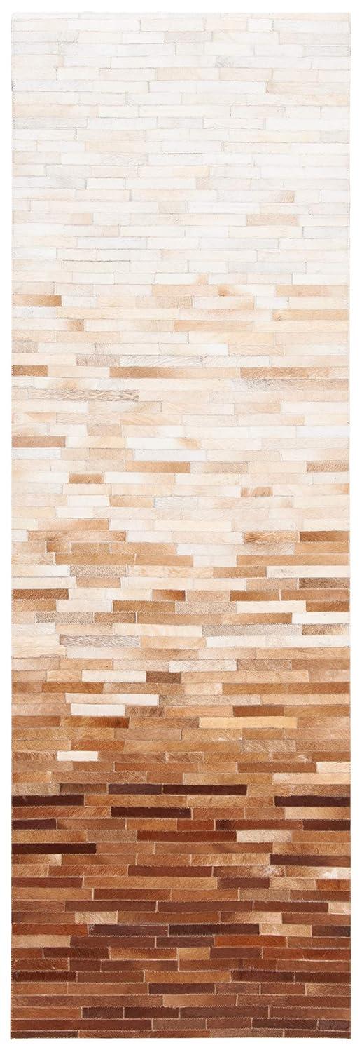 Studio Leather STL805 Hand Woven Indoor Runner Rug - Ivory/Brown - 2'3"x7' - Safavieh