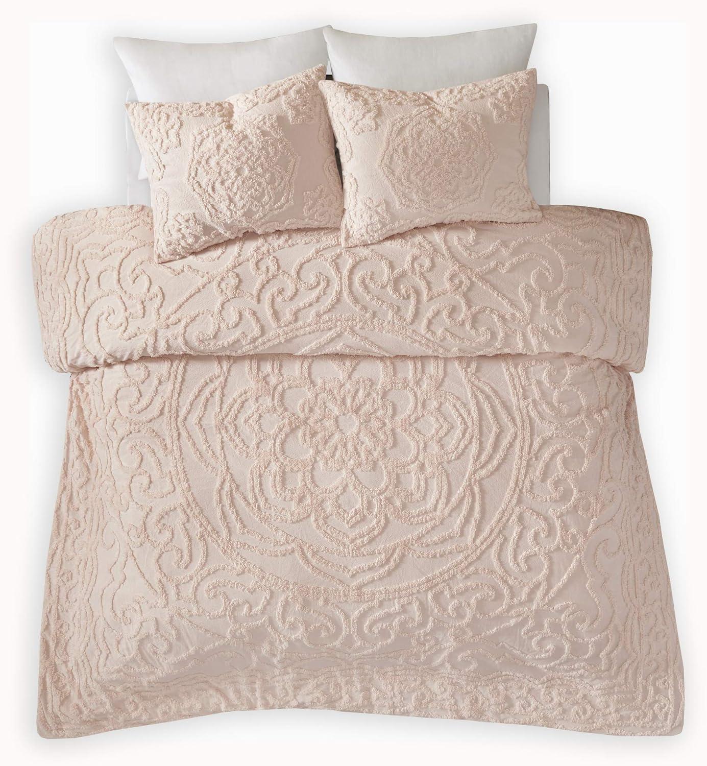 Laetitia Tufted Chenille Cotton 3 Piece Medallion Duvet Cover Set