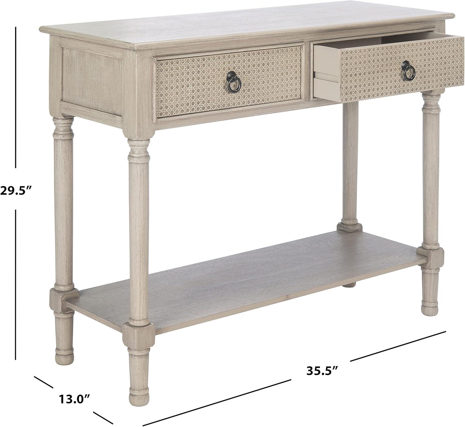 Greige Textured 2-Drawer Metal & Wood Console Table