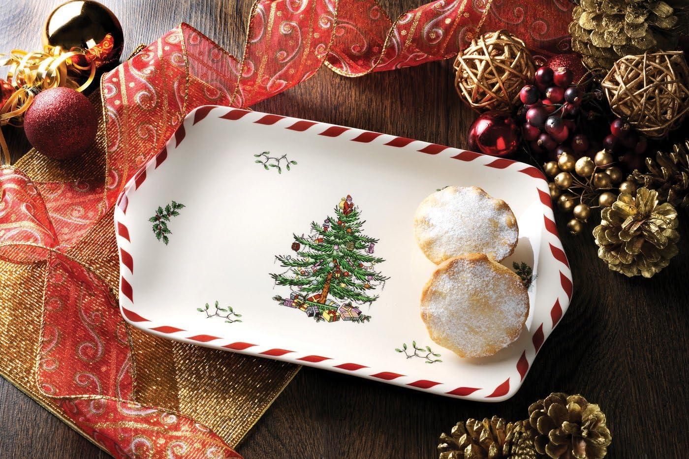 Spode Christmas Tree Peppermint Dessert Tray