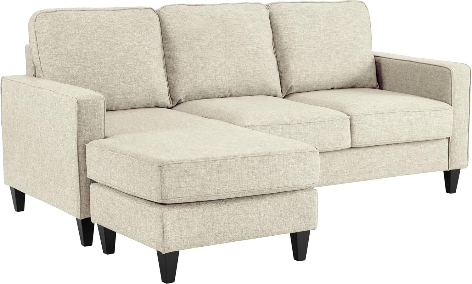 Serta Harmon 80'' Cream Microfiber Sectional Sofa with Square Arms