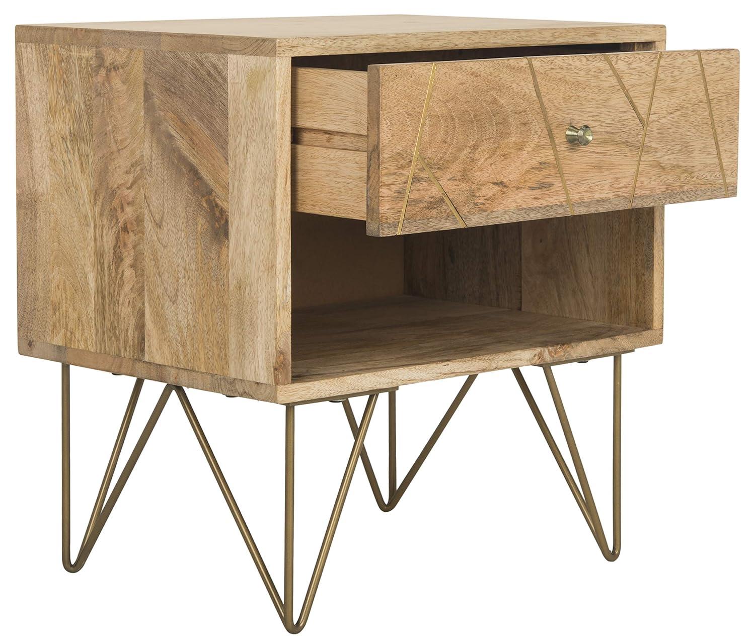SAFAVIEH Marigold Mid-Century 1 Drawer Nightstand, Natural
