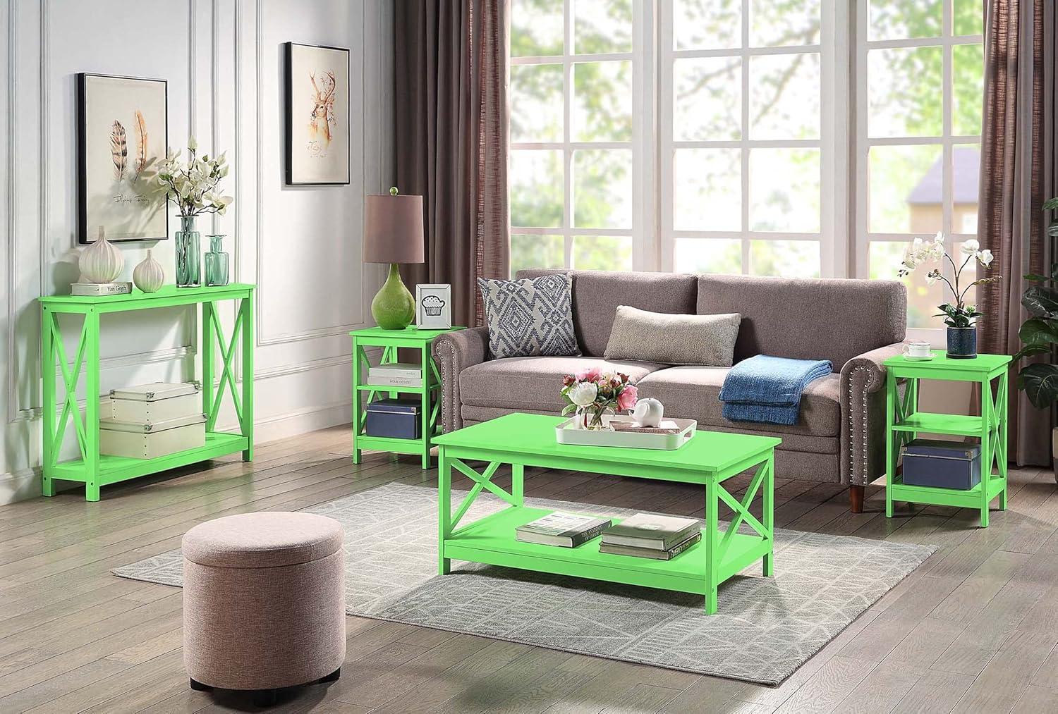 Convenience Concepts Oxford Console Table with Shelf, Lime Wood Finish