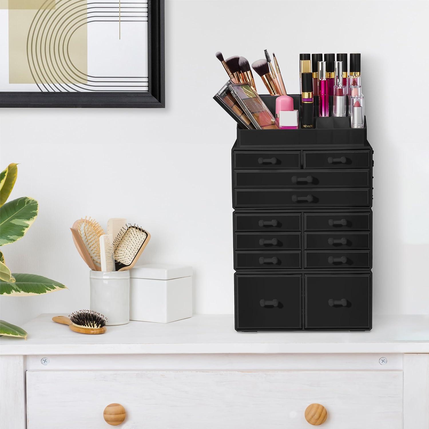 Sorbus Makeup Organizer with Lipstick, Brush Holders, Large 12 Drawers