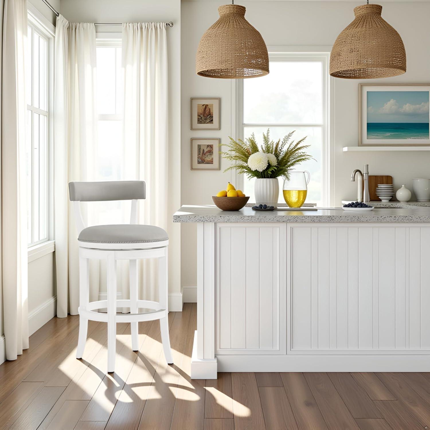 Hanover Solid Rubber Wood Swivel Counter And Bar Stool