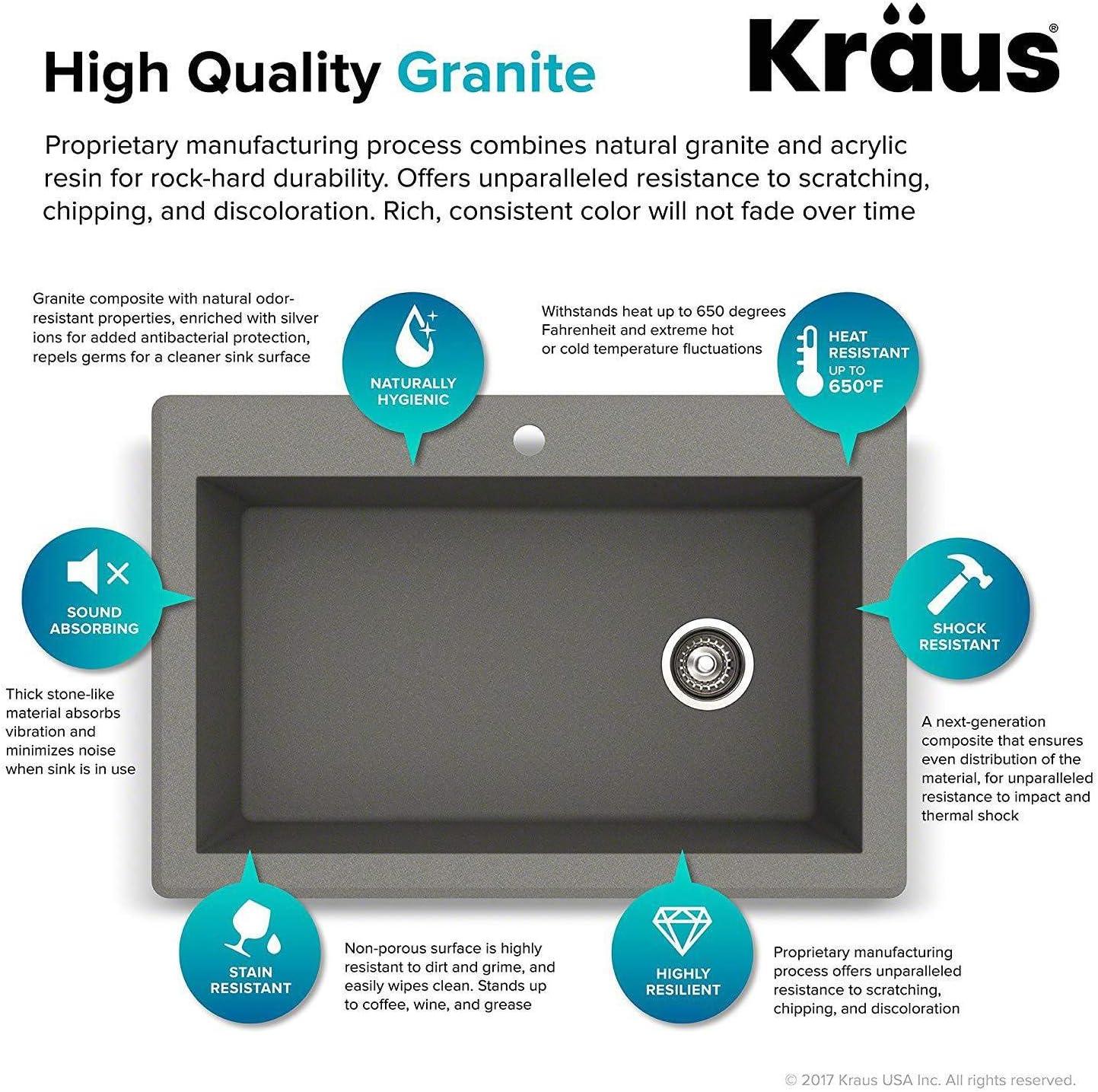 KRAUS Forteza™ 33" L Dual Mount Single Bowl Granite Kitchen Sink