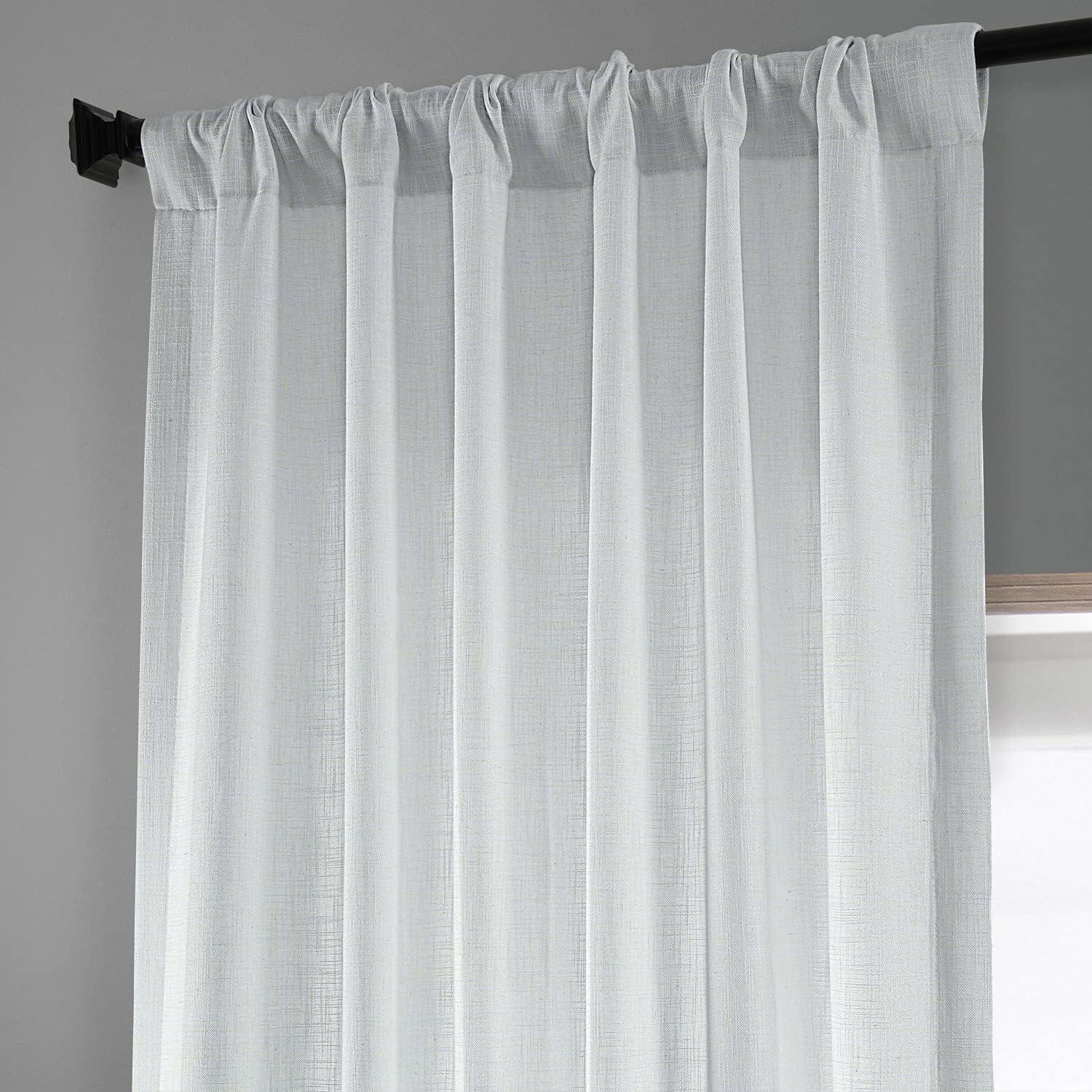 Rice White Heavy Faux Linen Curtain (1 Panel), Rice White, 50W X 120L