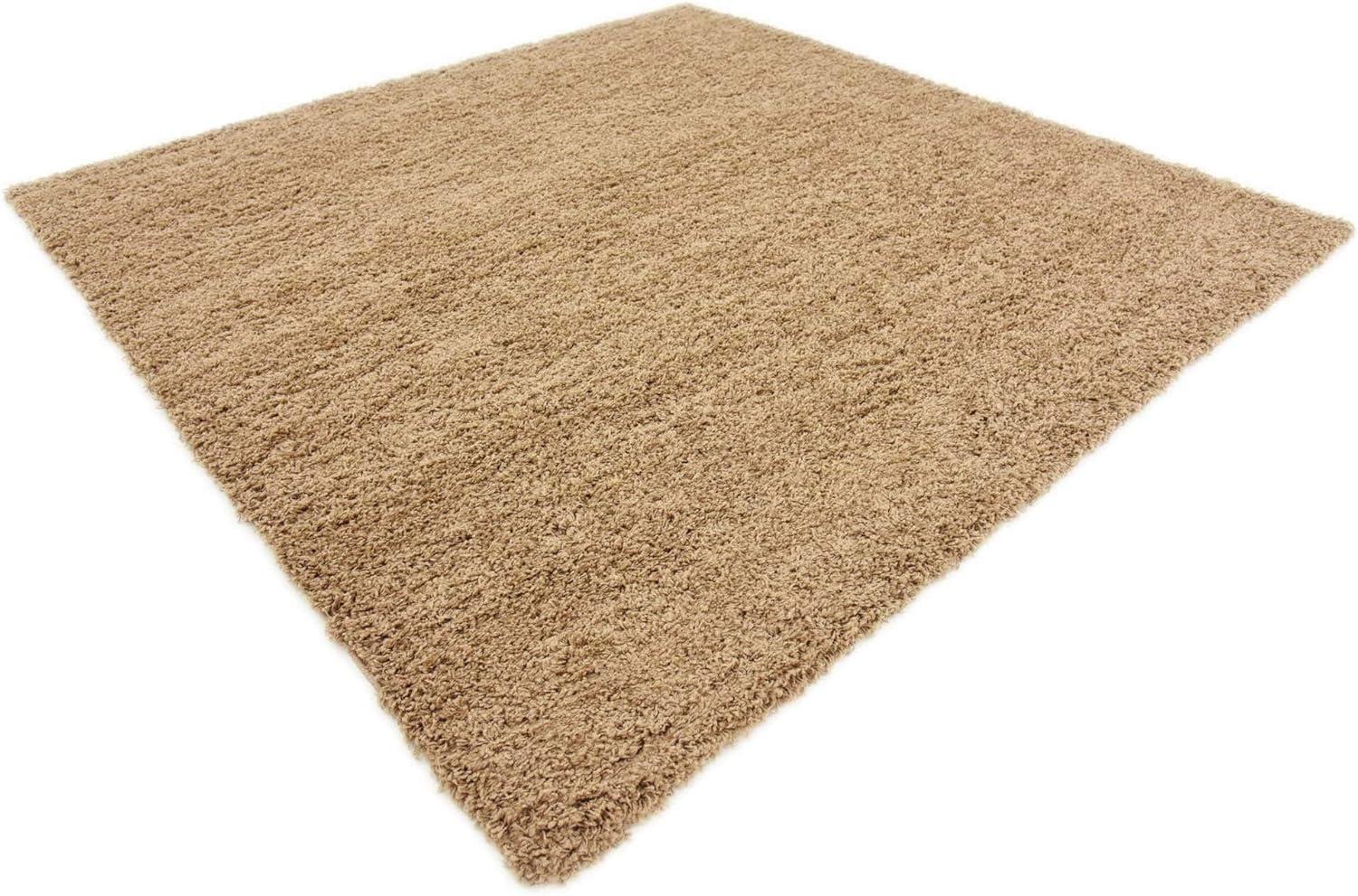 Sandy Brown Square Shag Rug with Easy Care