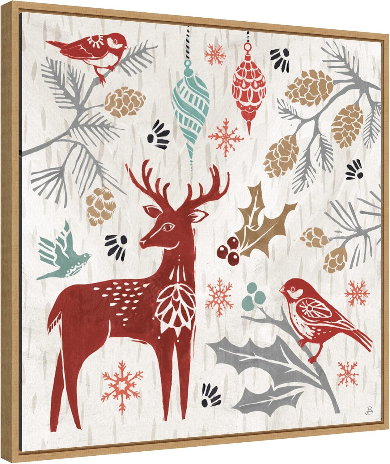 Amanti Art Woodcut Christmas III by Daphne Brissonnet Canvas Wall Art Print Framed 22 x 22-in.