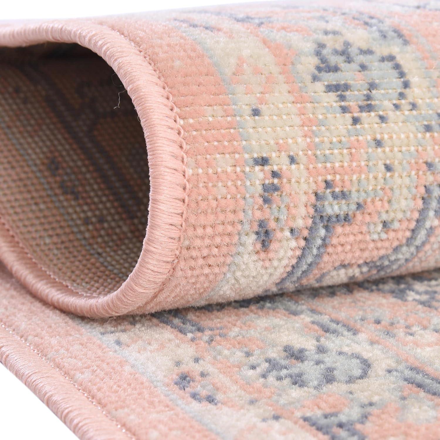 Unique Loom Whitney Collection Area Rug - Milano (10'  x 14' Rectangle Powder Pink/Blue)
