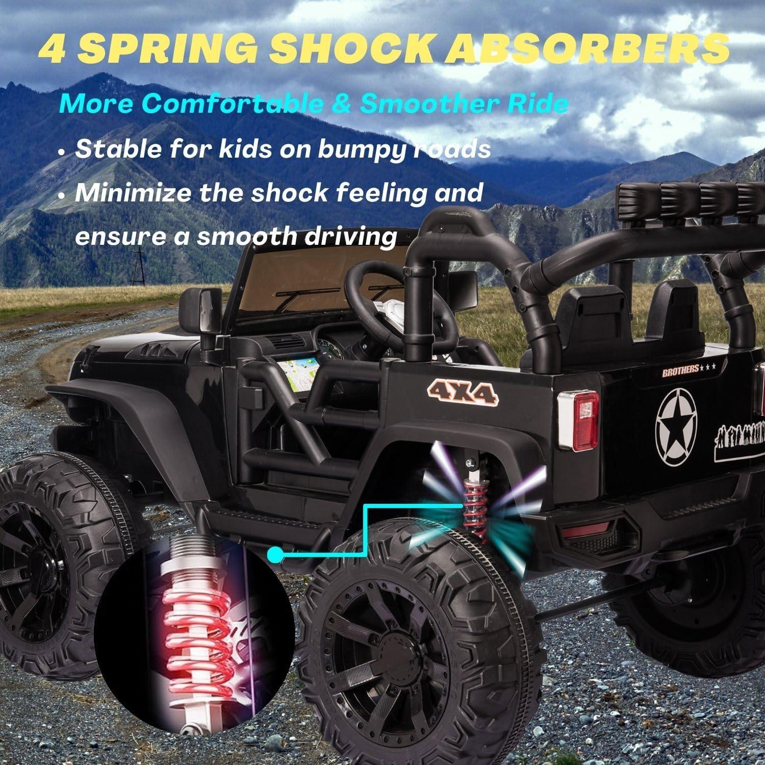 Black 24V 2-Seater Kids Ride-On Truck with Remote Control