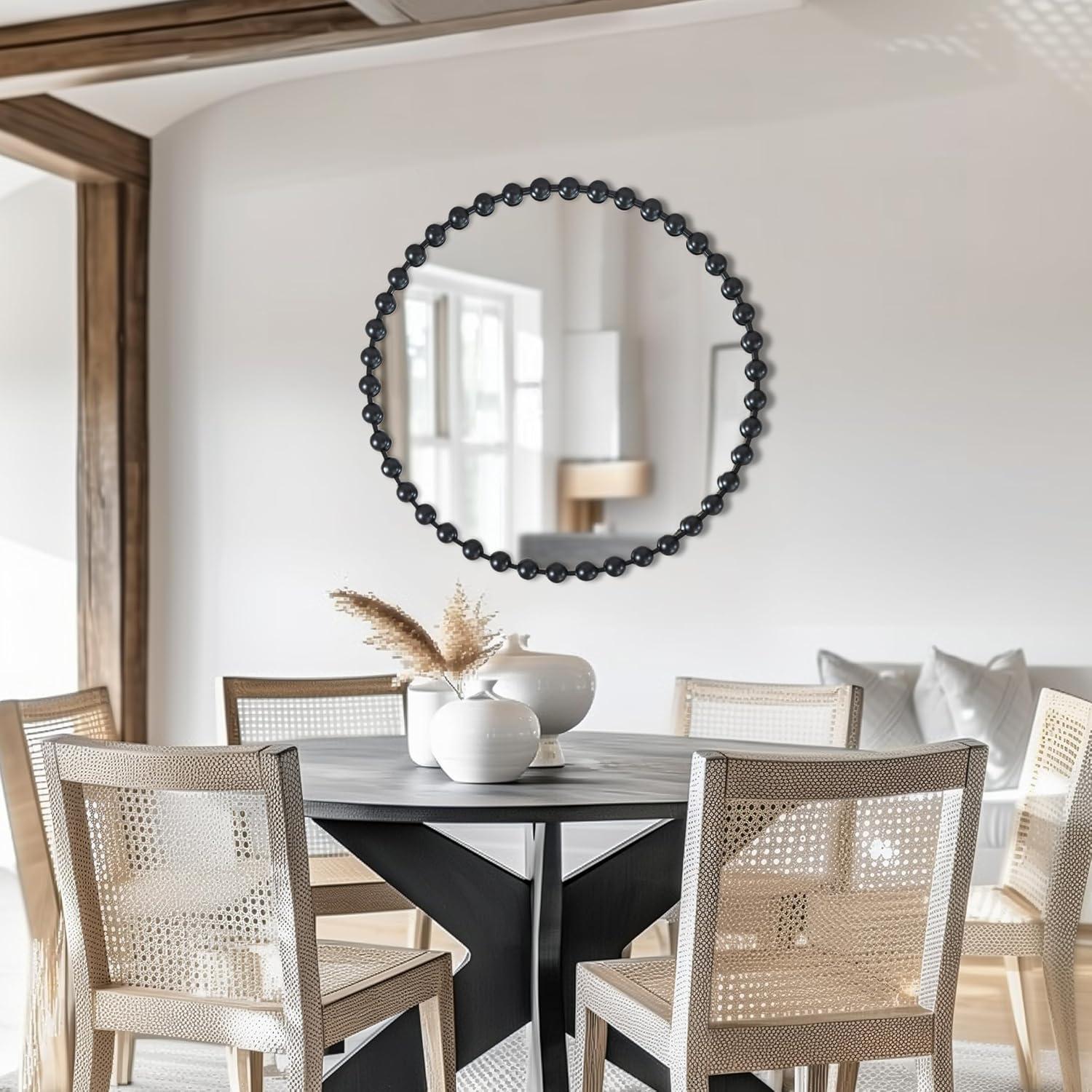 Marlowe Beaded Round Metal Wall Mirror