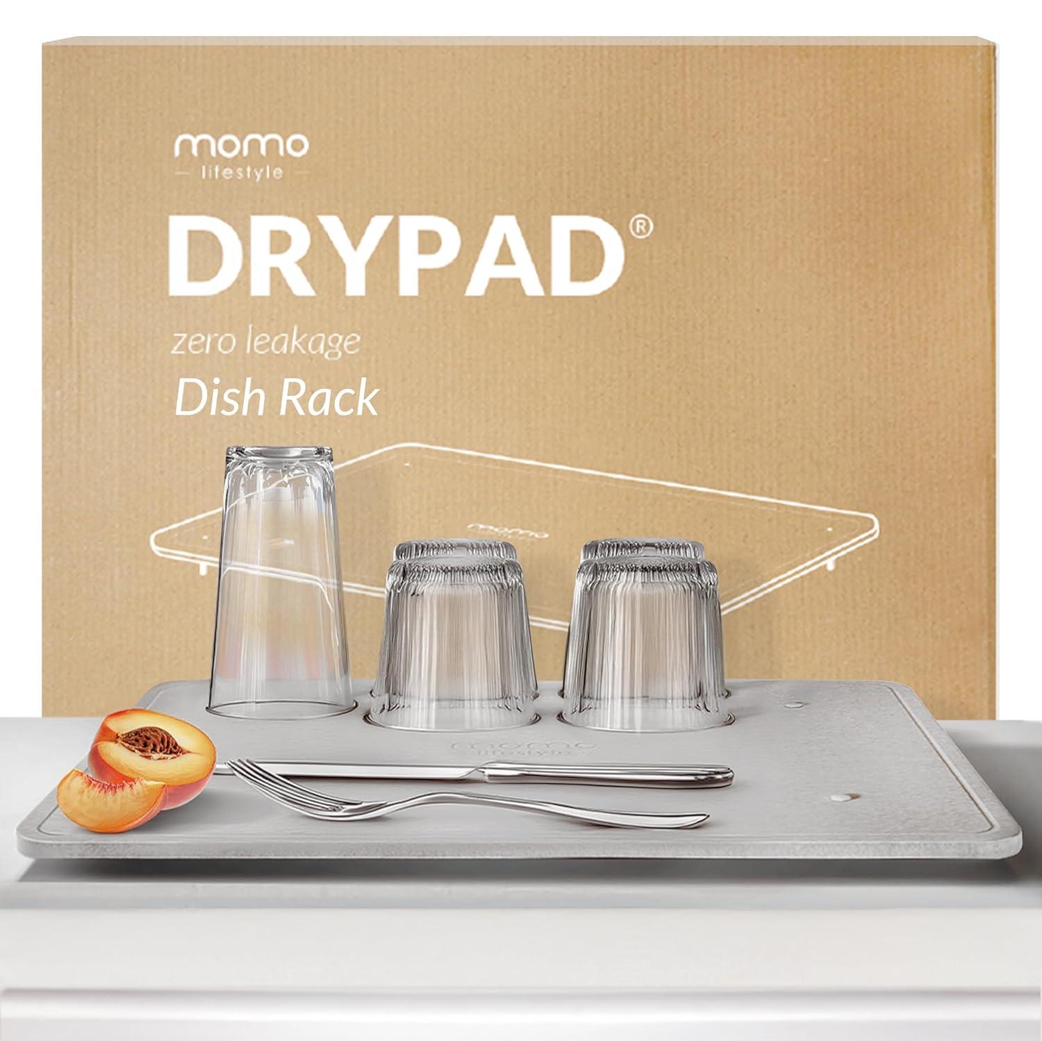 Momo Lifestyle Stone Dish Drying Mat DryPad 19.7" X 15.7" Misty Gray, Large Stone Drying Mat for Kitchen Counter, Drying Stone for Kitchen Counter Fits Various Dish Racks, Zero Rust Dish Drying Stone