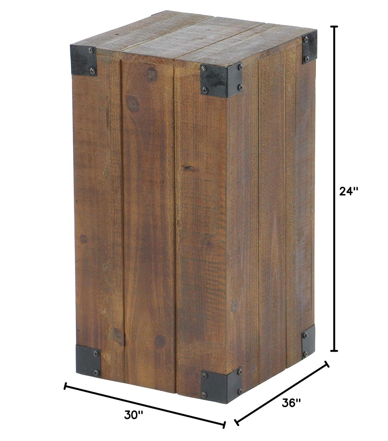 Set of 5 Farmhouse Wood Pedestal Tables Brown - Olivia & May: Indoor Accent Furniture, No Assembly Required