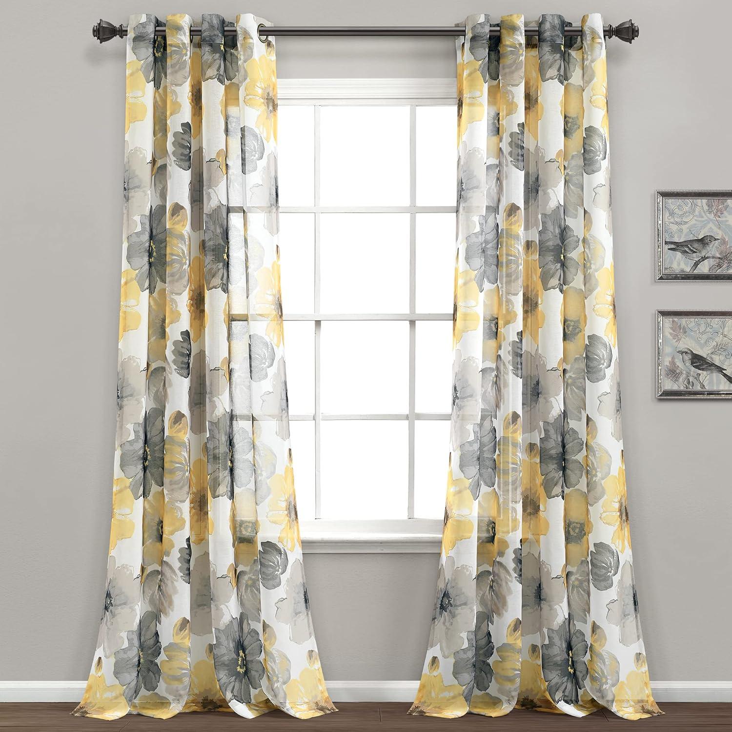 Lush Decor Leah Floral Sheer Grommets Curtain Panels (Set of 2)