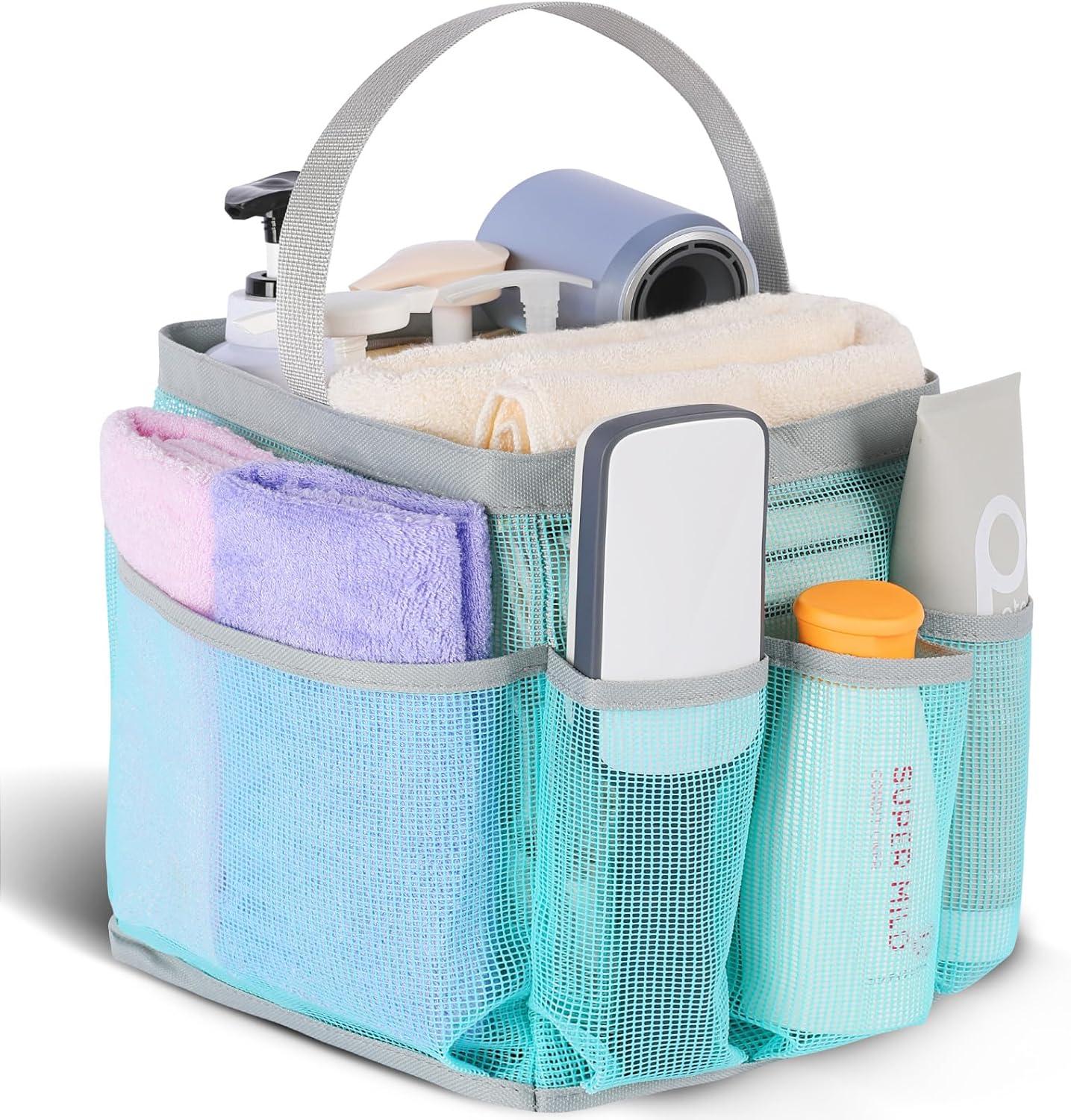 Mesh Shower Caddy Portable, 8-Pocket Large Capacity, Quick Dry, Easy Clean, for Beach, Swimming, Gym, Travel