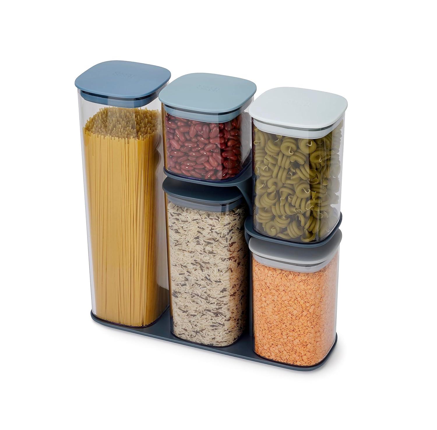 Joseph Joseph Podium 10pc Storage Container Set - Sky: Airtight, Stackable, Food Storage Canisters, 2-Year Warranty
