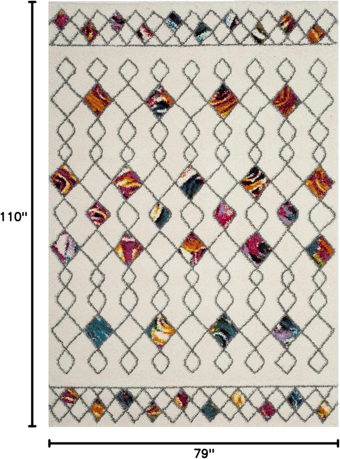 Fiesta Shag FSG361 Power Loomed Area Rug - Cream/Multi - 6'7"x9'2" - Safavieh.