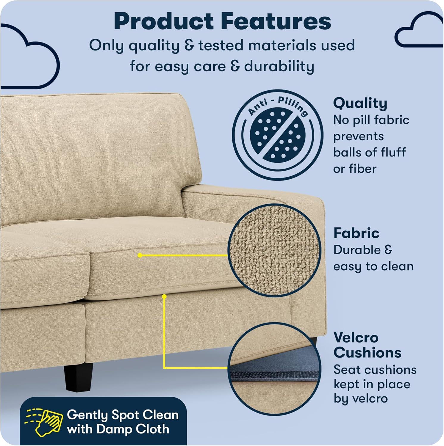 Serta Palisades 78" Track Arm Sofa, Easy Care Fabric, Soft Pillow Back, Pocket Coil Seat Cushions