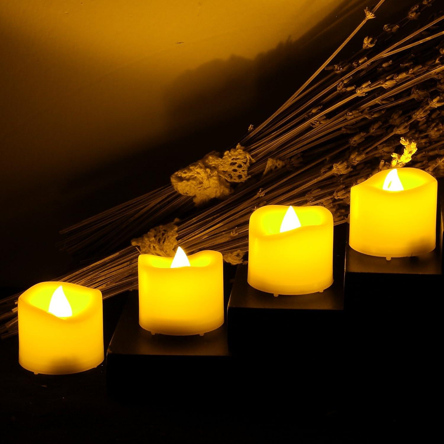 Candle Choice 6 Piece Flameless LED Votive Candles with Remote & Timer - Realistic Flickering Battery-operated Powered Electronic Tealight Candles 1.5”x1.5” Long Lasting Batteries Included 6-Pack