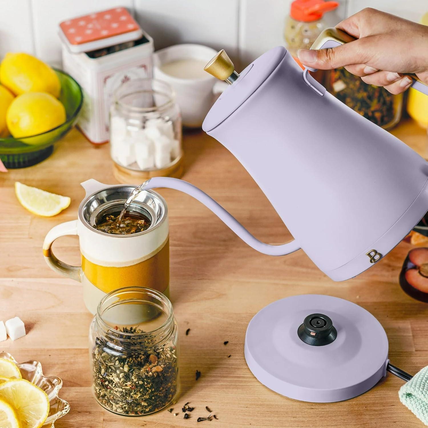 Beautiful 1-Liter Electric Gooseneck Kettle 1200 W, Lavender by Drew Barrymore