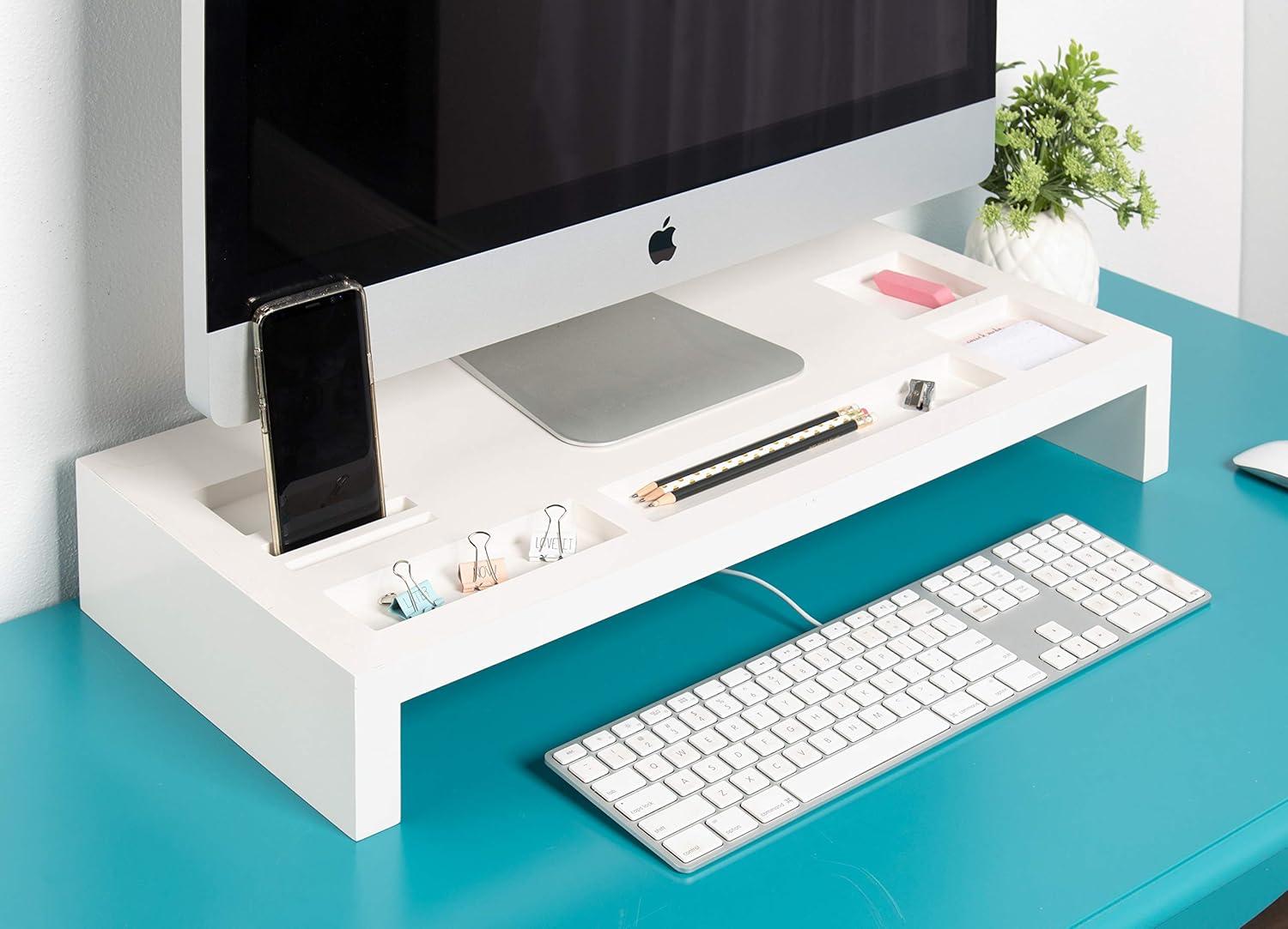 Kate and Laurel Briggs Rectangle MDF Computer Stand, 26x12x4, White