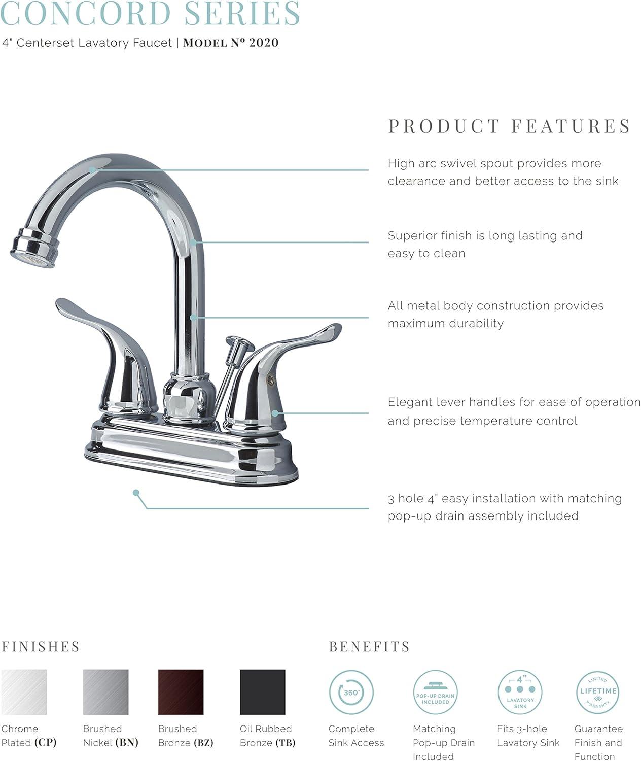 Two Handle Centerset Lavatory Faucet with Drain Assembly