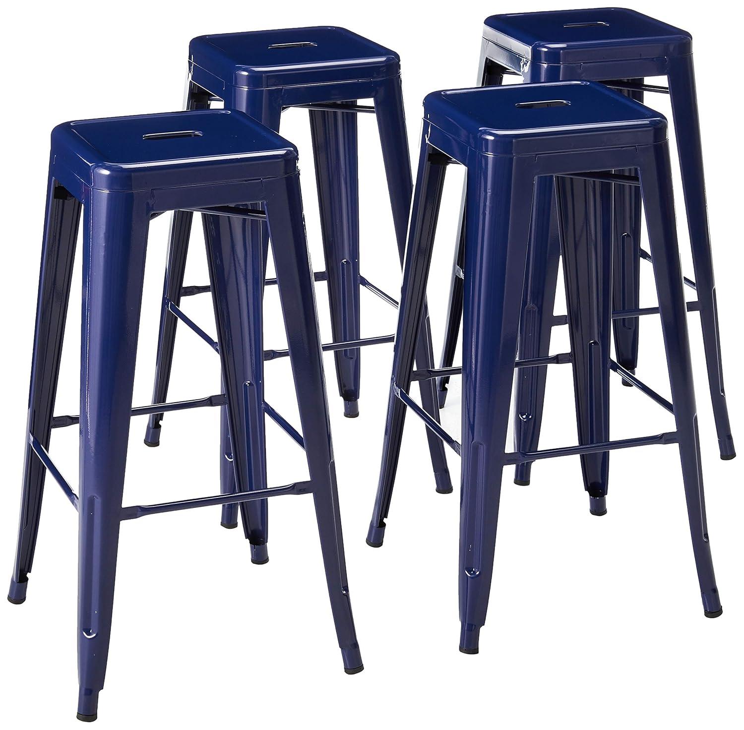 Loft Series Contemporary 30" Blue Metal Stackable Bar Stool