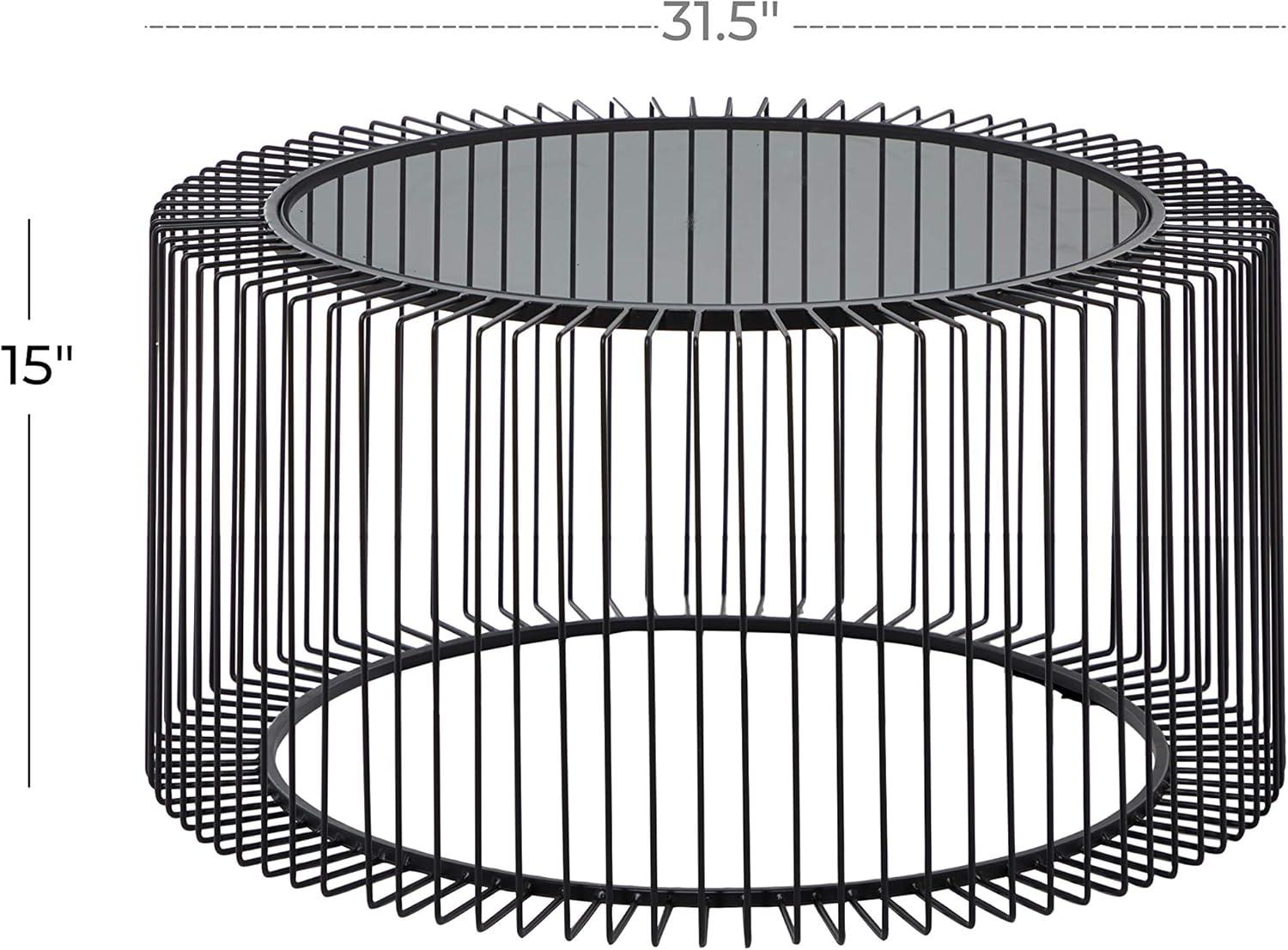 Contemporary Metal Coffee Table Black - Olivia & May: Modern Glass Top, No Assembly Required