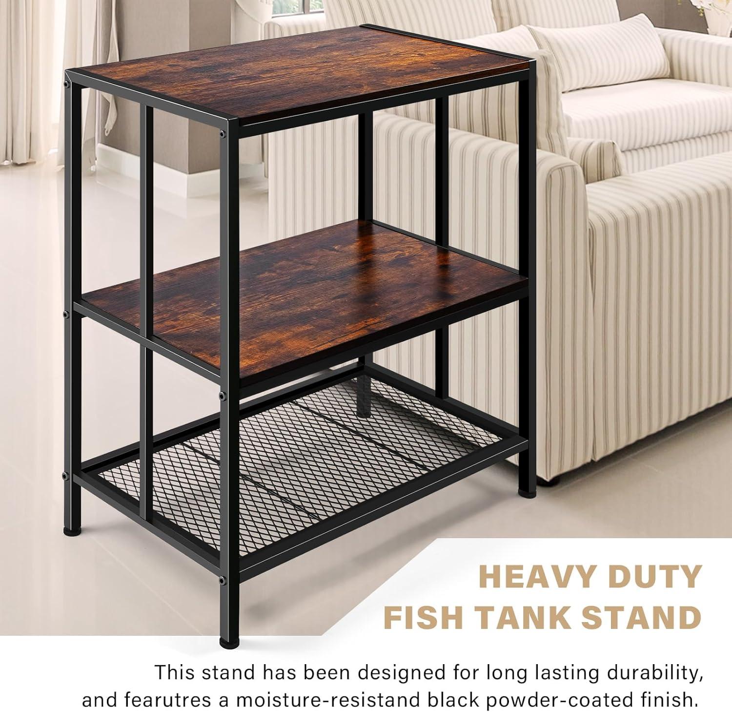 Tucker Murphy Pet™ 20 Gallon Fish Tank Stand, Upgraded Height Aquarium Stand Table With 2 Tiers Storage Shelf, Metal Reptile Breeder Turtle Terrarium Stand Rack, Black